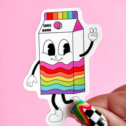 100% Homo Cartoon Sticker - Sticker - Rainbow Certified