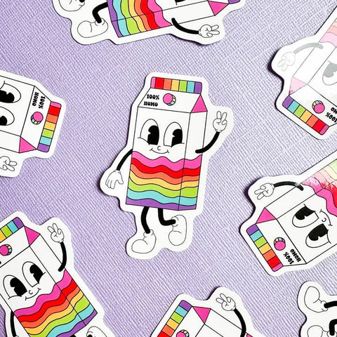 100% Homo Cartoon Sticker - Sticker - Rainbow Certified