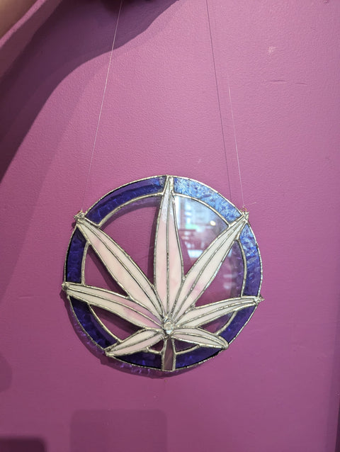 Hemp Leaf Stained Glass Ornament