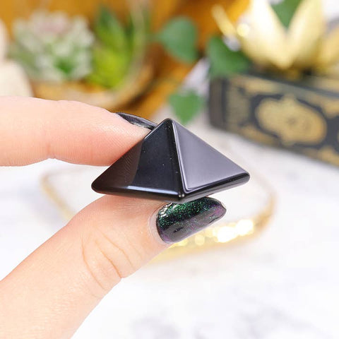 Black Obsidian Mini Pyramid - Crystal - The Local Boom Gift Shop