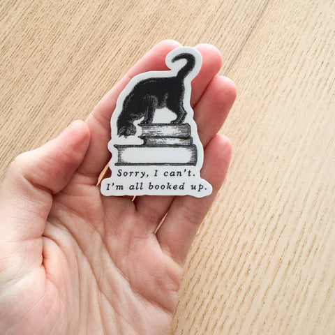 Booked Up Cat Vinyl Sticker - Sticker - Kinsfolk Stickers