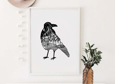 Crow Print (Unframed) - Art Print - Mountain Mornings