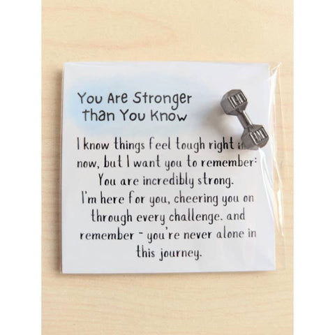 Encouragement Card with Tiny Dumbbell Trinket - Greeting Card - Uplifted Ink