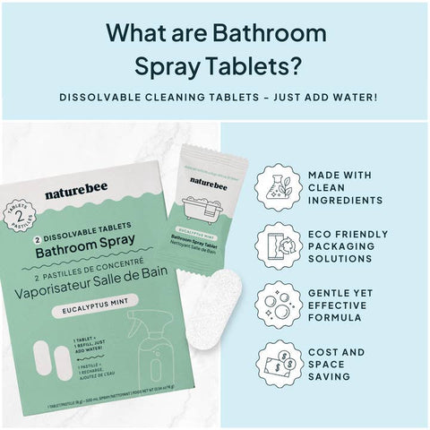 Eucalyptus Mint Bathroom Cleaning Spray Tablets - Cleaner - Nature Bee