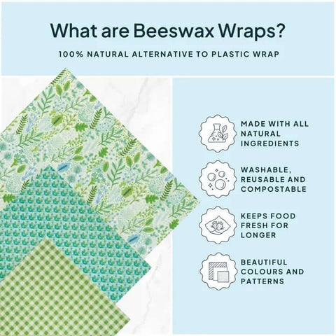 Green Patterns Beeswax Wraps - Beeswax Wraps - Nature Bee