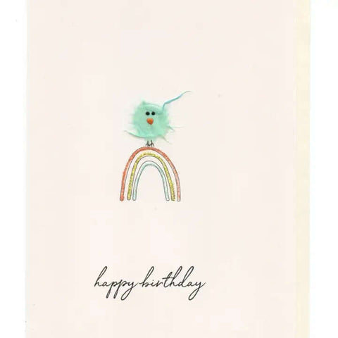 Happy Birthday Bird On Rainbow Card - Greeting Card - Flaunt Cards