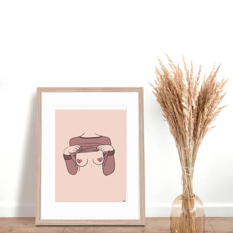 Hearts Boobs Sweater Art Print - Art Print - Meli TheLover