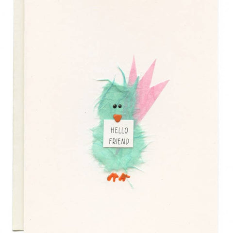 Hello Friend Bird w/ Sign Card - Greeting Card - Flaunt Cards