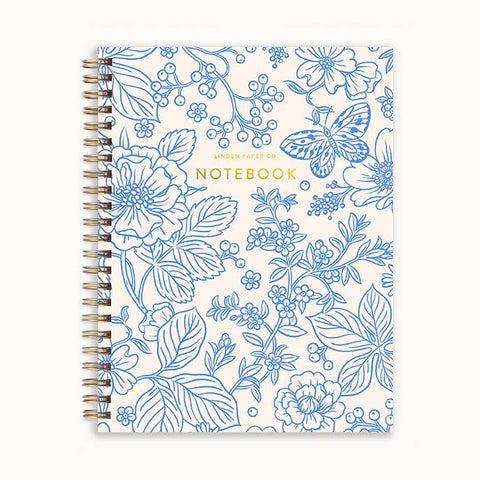 Linden Paper Co. Blue Garden Spiral Notebook - Notebook - Linden Paper Co.