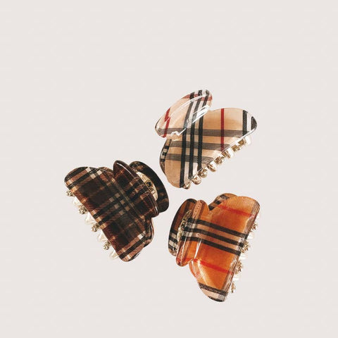 Mini Hair Clips Set - Plaid - Hair Accessory - Kitten Claws Clips