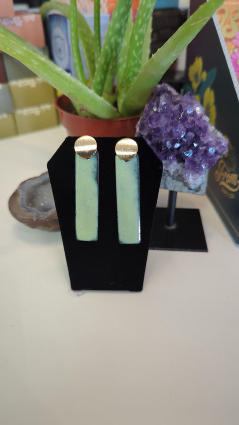Mint Green Long Rectangular Handmade Earrings - Jewelry - Cartouche Design