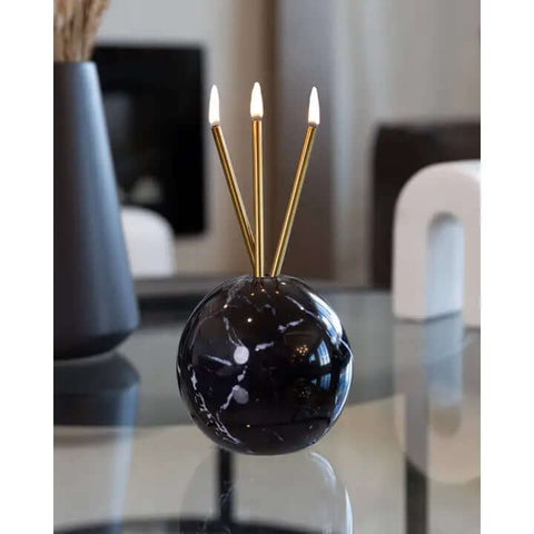 Neva Black Marble Candle Holder - Candle - Everlasting Candle