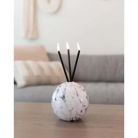 Neva White Marble Candle Holder - Candle - Everlasting Candle