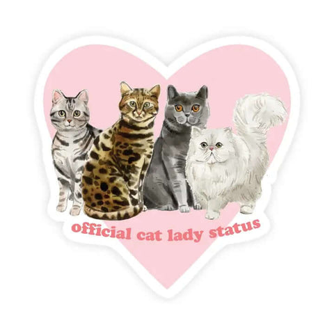 Official Cat Lady Status Sticker - Sticker - Pretty By Her