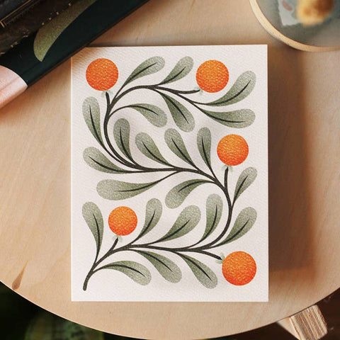 Oranges Floral Greeting Card - Greeting Card - Julie Solvstrom Illustration