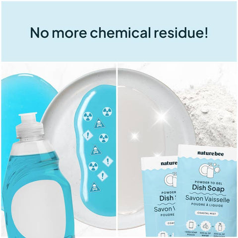 Plastic Free Dish Soap - Powder To Gel (Choose Scent) - Cleaner - Nature Bee