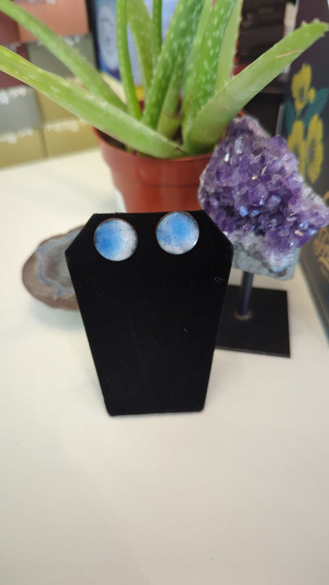 Small Round Blue/White Handmade Earrings - Jewelry - Cartouche Design