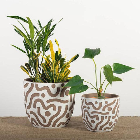 Terracotta Pot with Aztec Inspired Design - Planter - The Local Boom Gift Shop