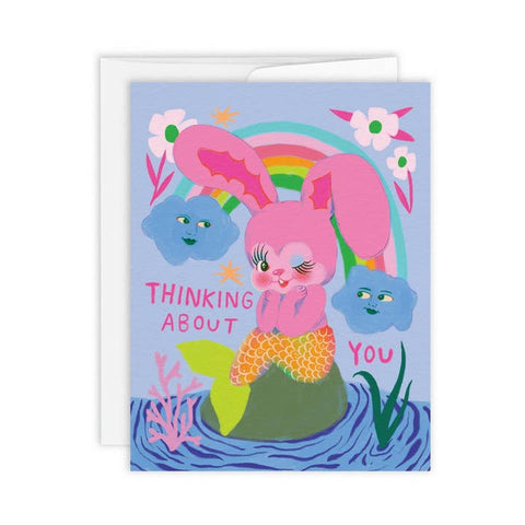 Thinking of You Bunny Mermaid Card - Greeting Card - Paperole