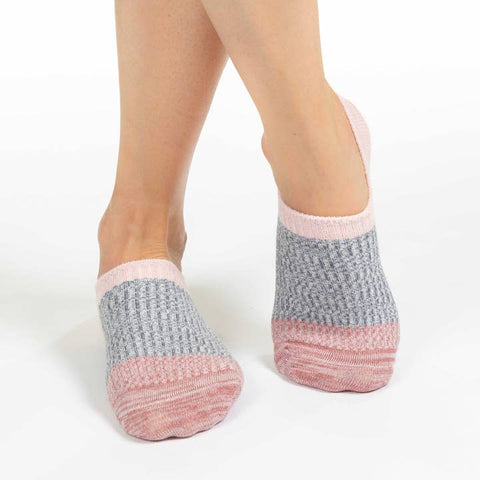Women's Pink Gray Striped Invisible No - Show Socks - Socks - Good Luck Sock